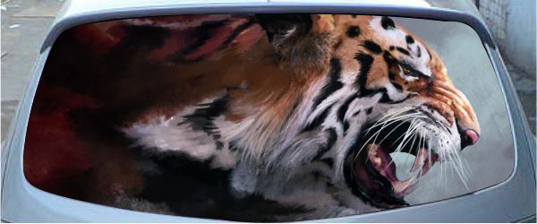 Винилография на заднее стекло - Разъяренный тигр
