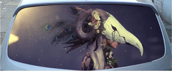 Винилография на заднее стекло - Девушка в маске